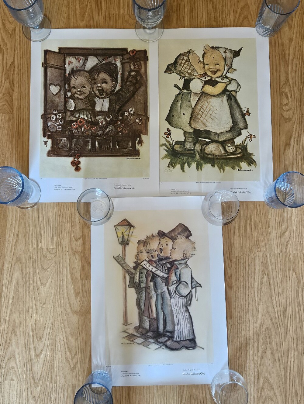 Vintage M. I. Hummel Goebel Collectors Club Art Print Poster Lot Set With Tube